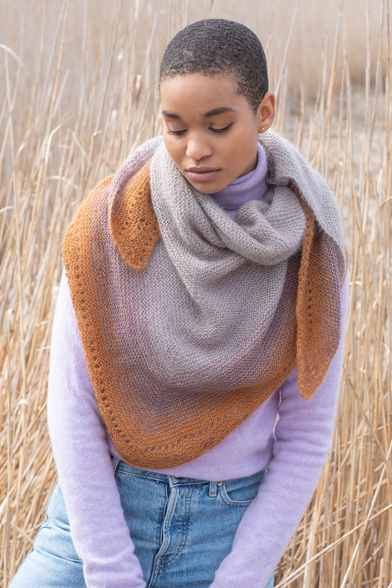 Berroco Aerial + Aerial Color Patterns - Kiania Shawl PDF Download - Stunning Mohair Ombre Gradient