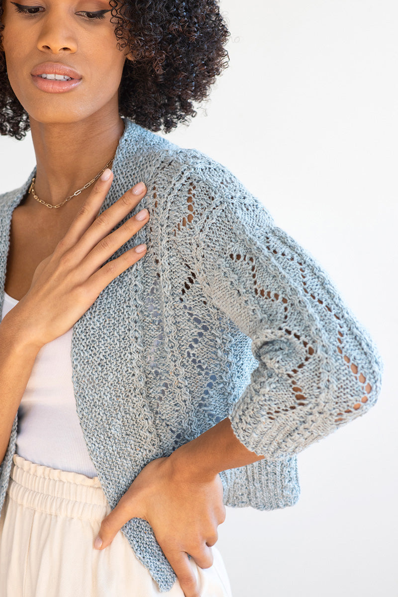 Berroco Meraki Patterns - Stylish Melora Cropped Cables and Lace Cardigan PDF Download