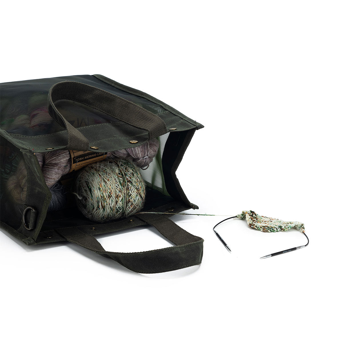 della Q Premium Tall Maker's Mesh Tote - Olive for Crafting Enthusiasts