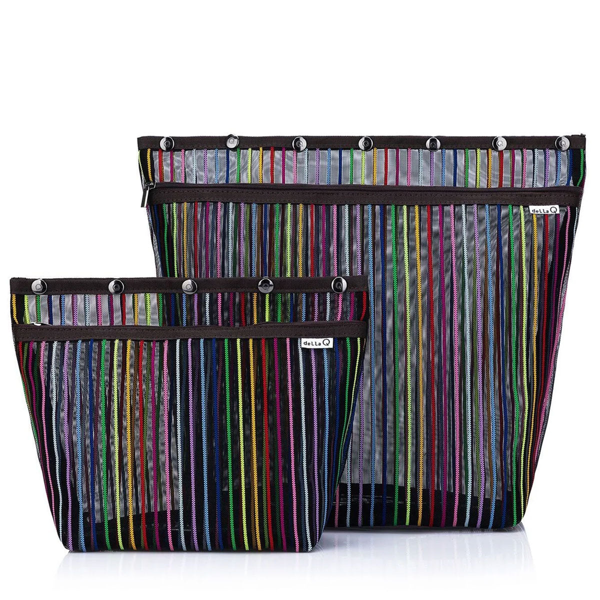 della Q Oh Snap - Stylish Black Rainbow Standing Project Bag - L/XL
