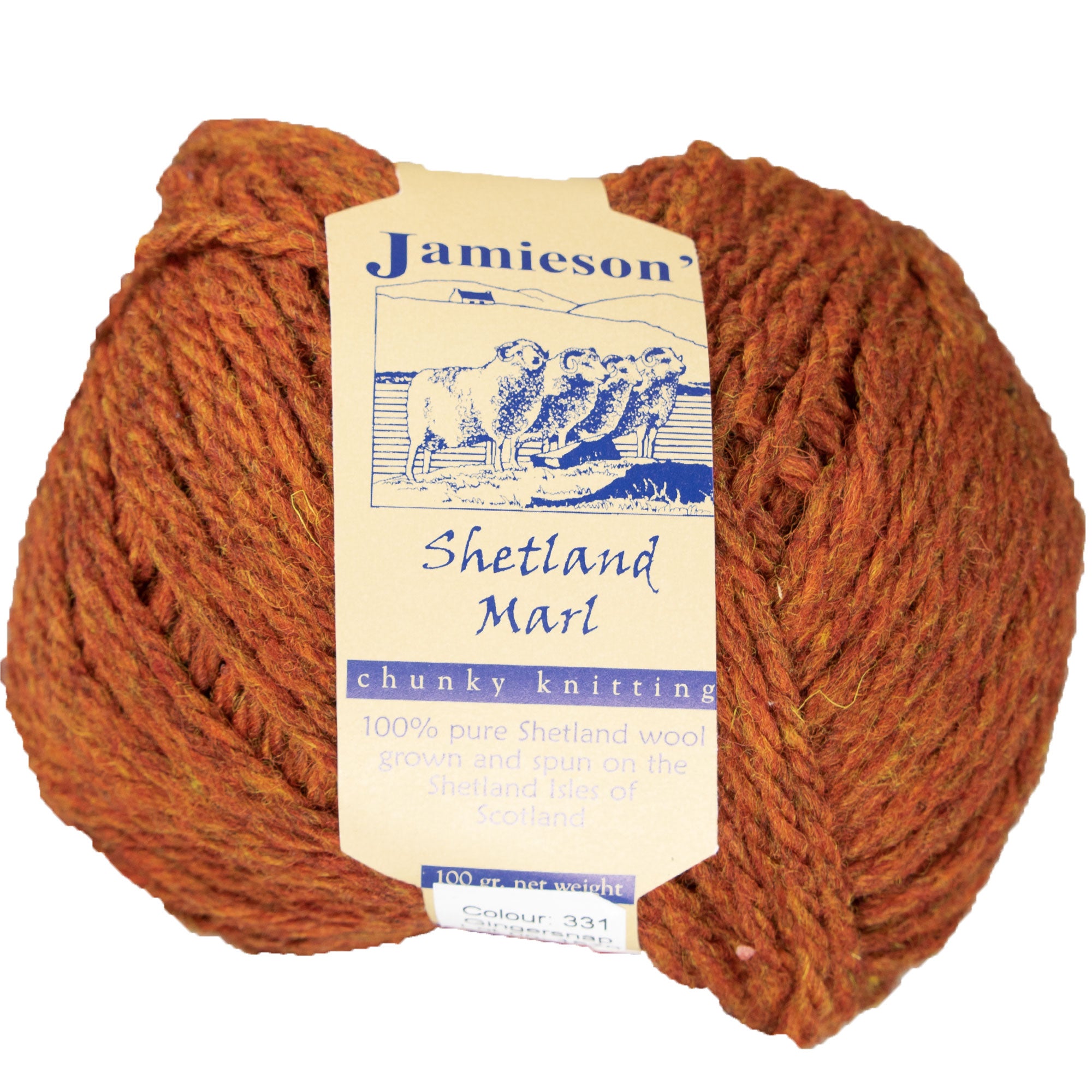 Jamieson's of Shetland Marl Chunky Yarn - 331 Gingersnap - Ideal for Bulky Knit & Crochet