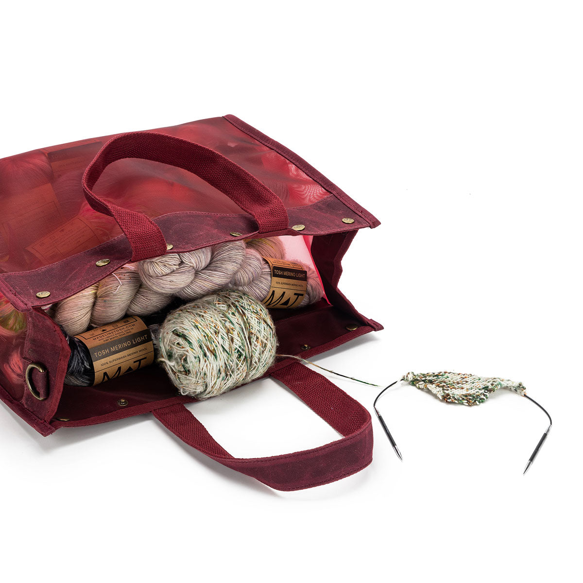 della Q Maker's Stylish Red Mesh Tote for Craft Enthusiasts