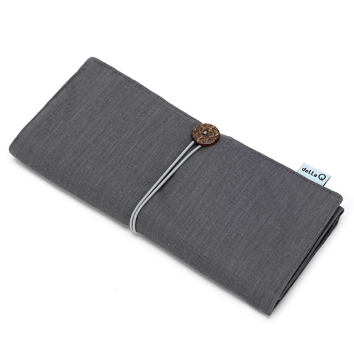 della Q Tri-Fold Circular Needle Case 1145 - Premium Linen - Slate Color for Knitters