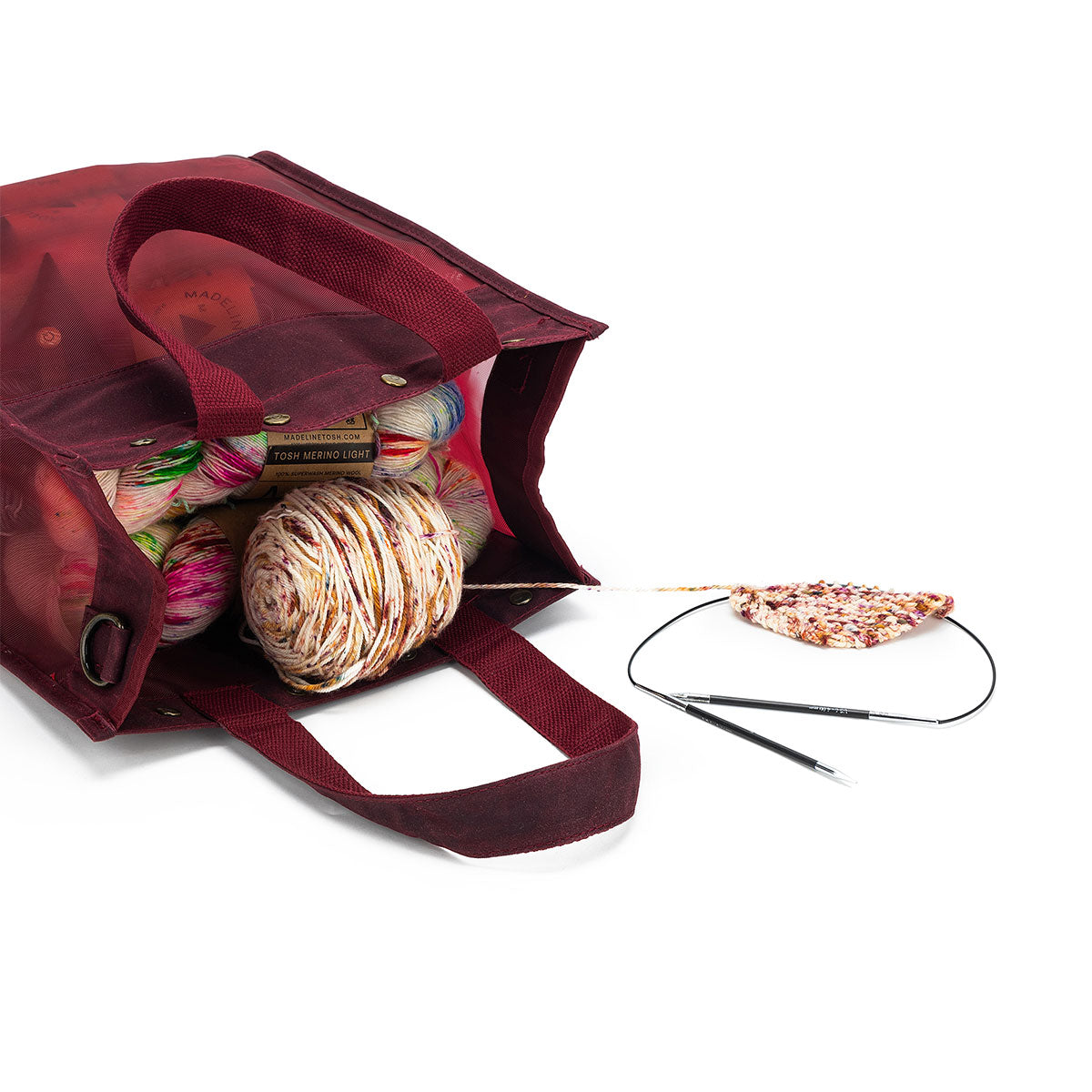 della Q Maker's Stylish Tall Mesh Tote - Red for Crafting Enthusiasts