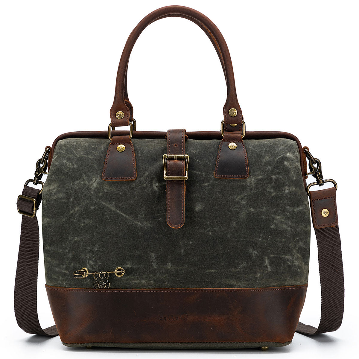 della Q Maker's Olive Canvas Satchel - Ideal for Knitters and Crocheters
