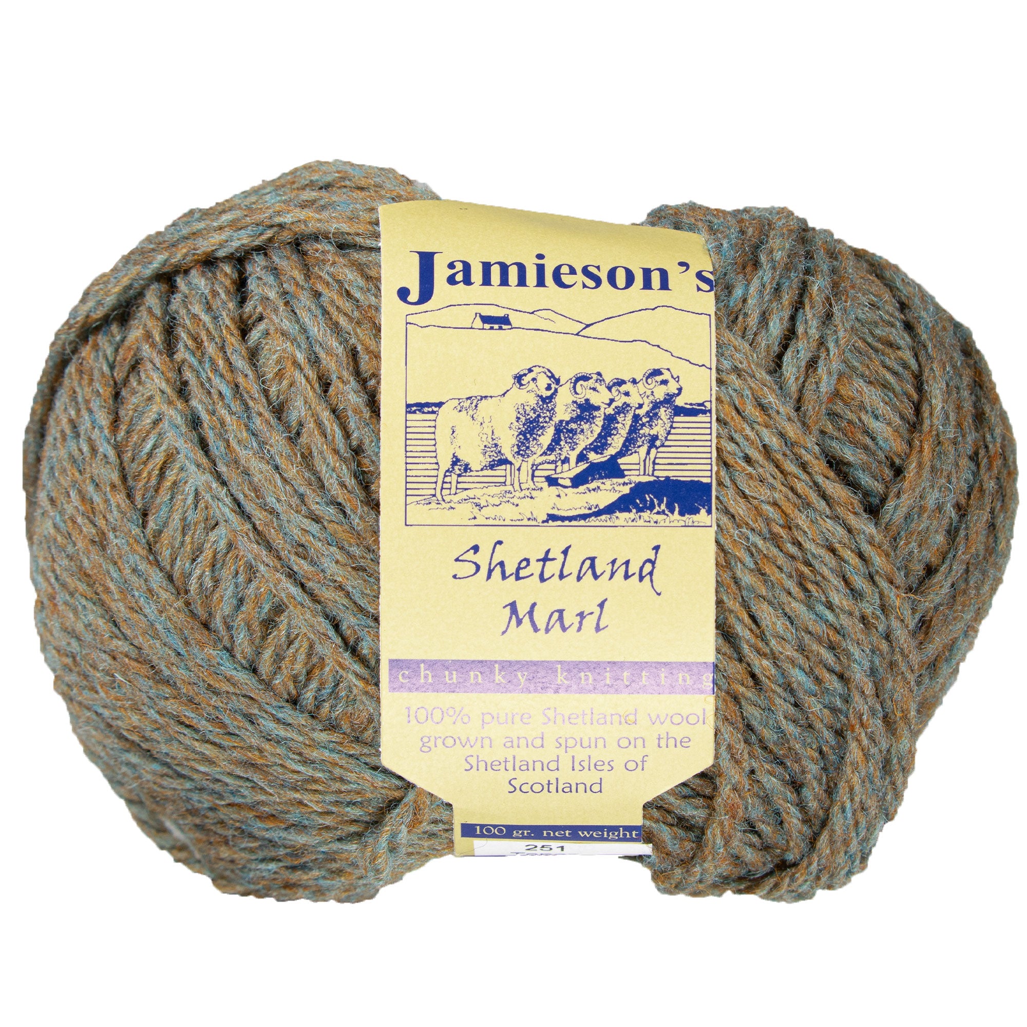 Jamieson's of Shetland Marl Chunky Yarn - 251 Topaz: Ideal for Bulky Knit & Crochet
