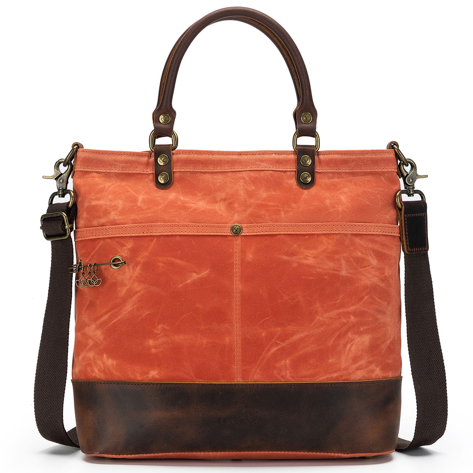 della Q Maker's Stylish Orange Canvas Tote for Knitters and Crocheters