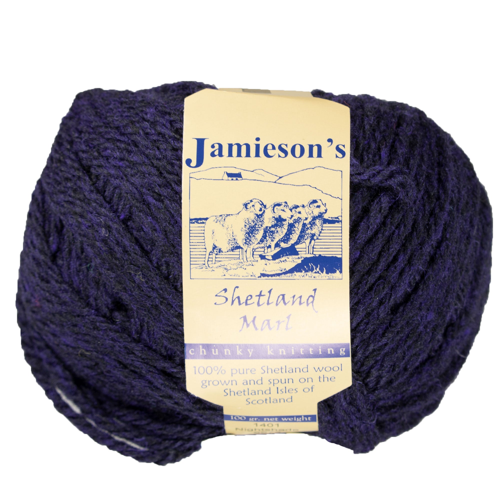 Jamieson's of Shetland Marl Chunky Yarn - 1401 Nightshade: Ideal for Chunky Knit & Crochet Projects