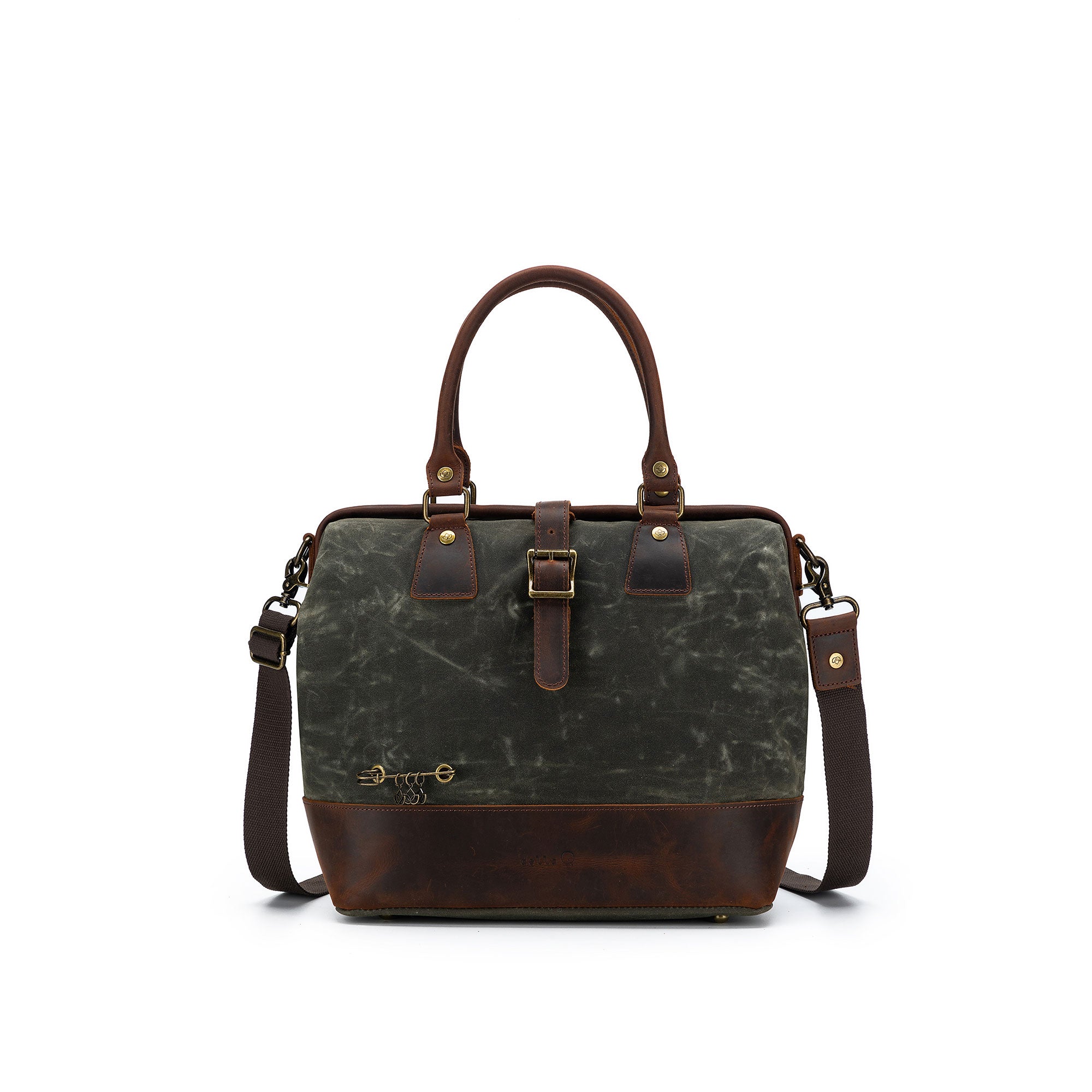 della Q Maker's Olive Canvas Satchel - Ideal for Knitters and Crocheters