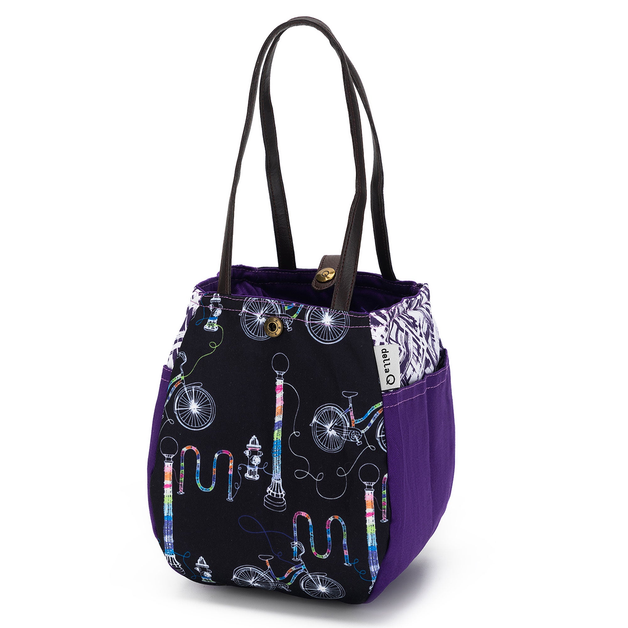 della Q Rosemary 220-1 Premium Fabric Print Collection Yarn Bombing Project Bag for Knitting and Crocheting