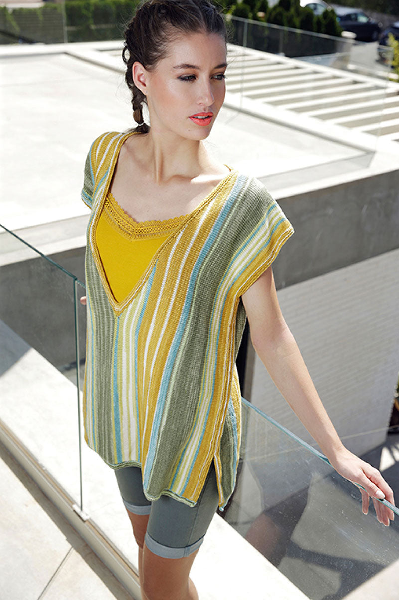 Adriafil Bon Ton Knit Caftan Pattern #3349 - Easy-to-Wear Sideways Knit Design - PDF Download