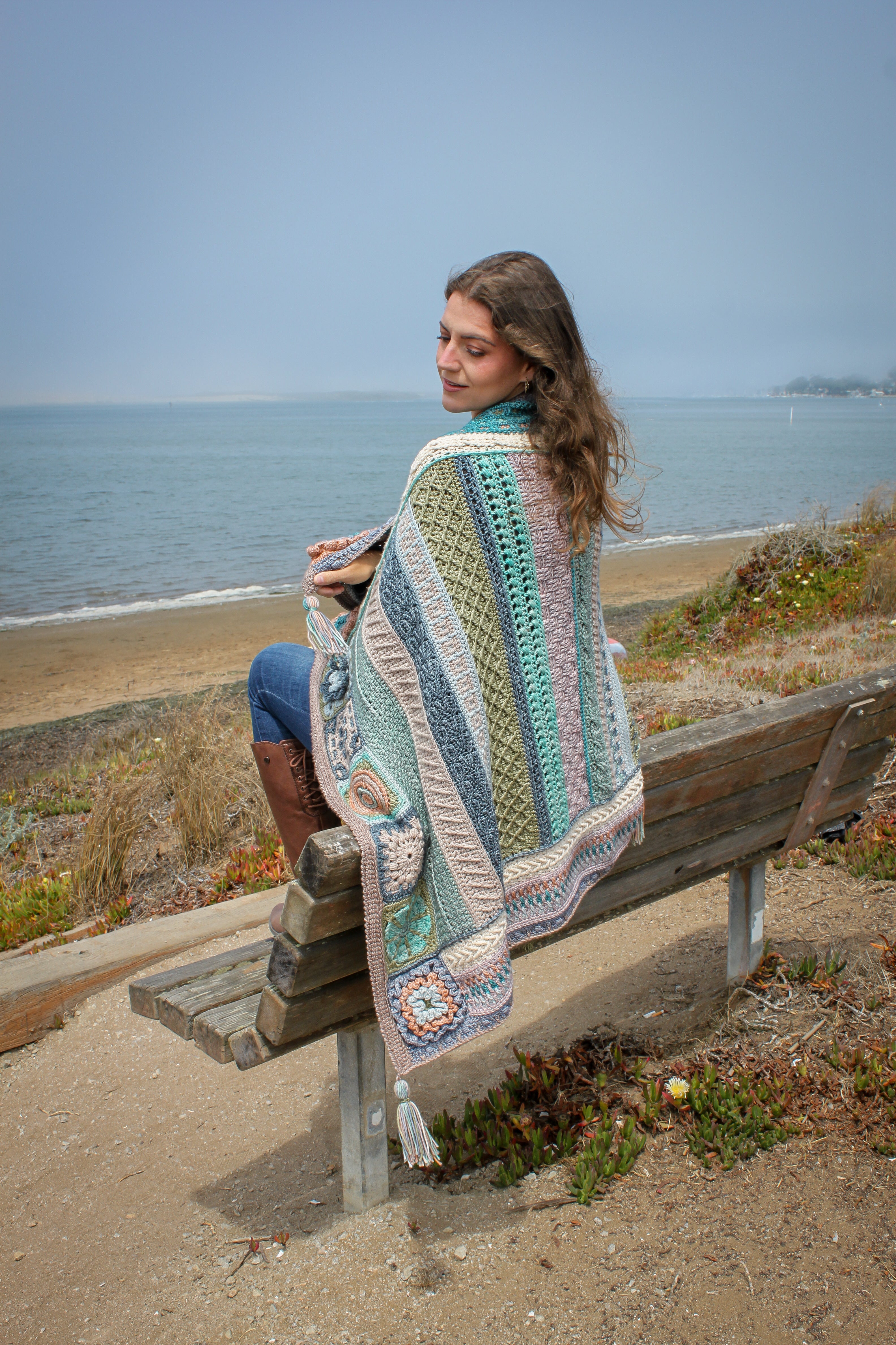 Jimmy Beans Wool 2025 Crochet Blanket Club Kits - Madelinetosh Tosh Blanket in Beachy Keen Colorway
