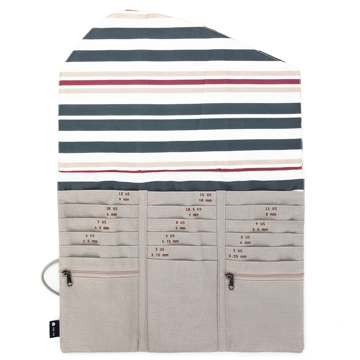 della Q Tri-Fold Circular Needle Case - 1145 - Premium Linen - Pebble for Organized Knitting
