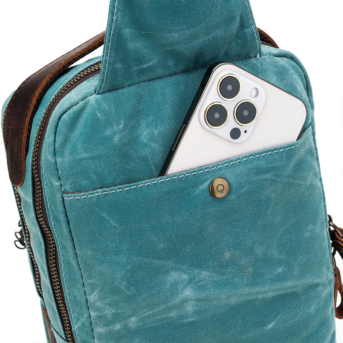 della Q Maker's Mini Messenger Bag - Teal, Lightweight & Water-Repellent