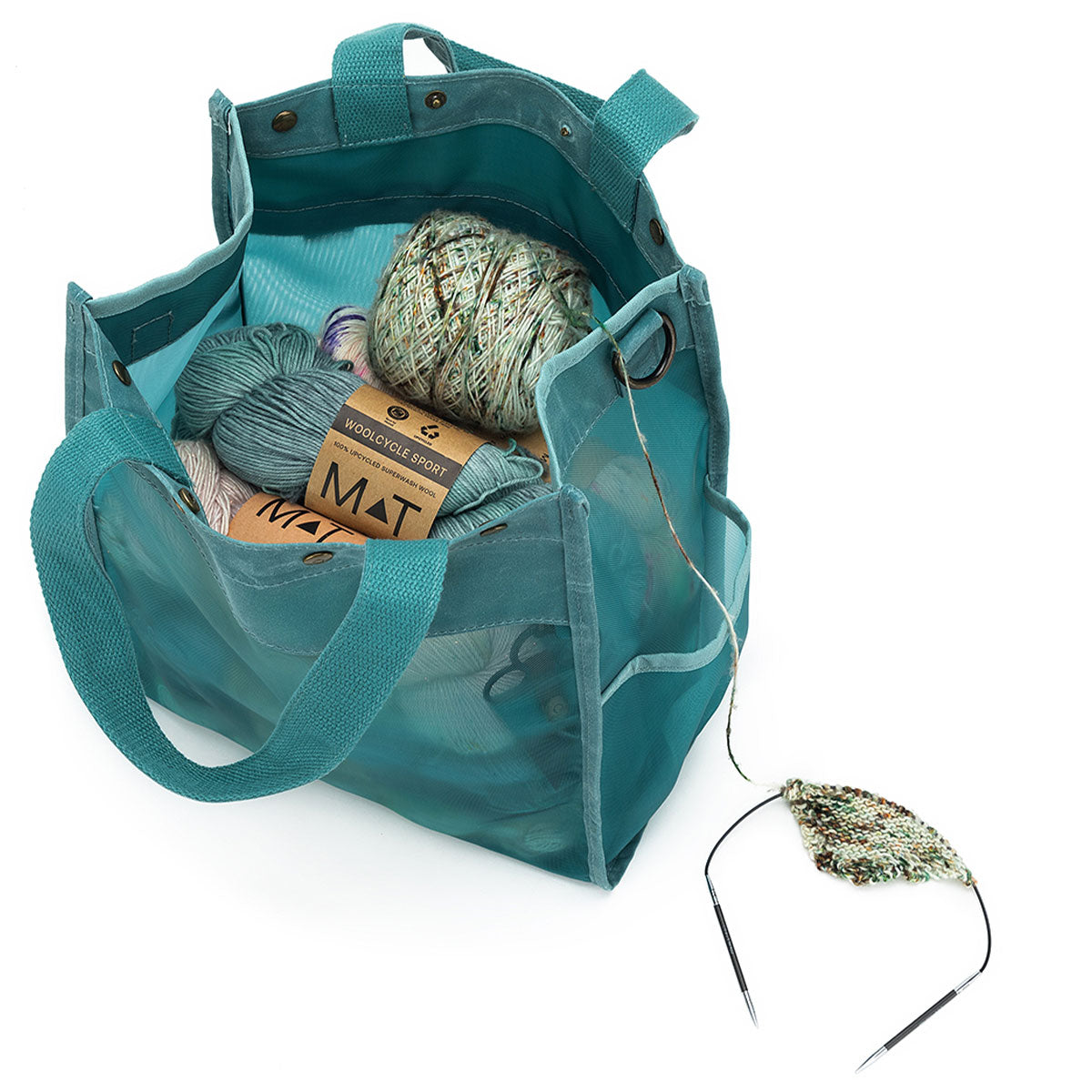 della Q Premium Tall Maker's Mesh Tote - Teal: Ideal for Crafting