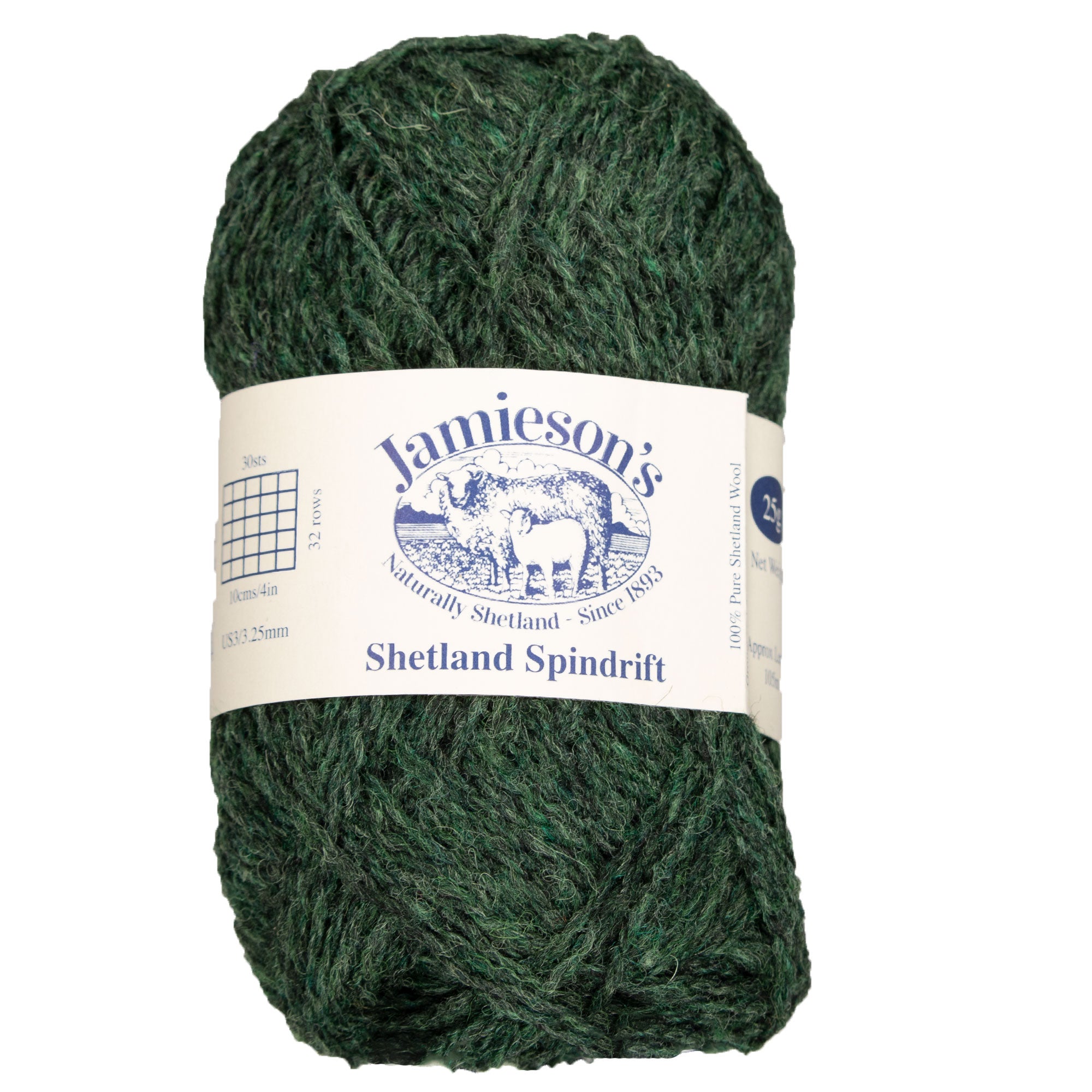 Jamieson's of Shetland Spindrift Yarn - 336 Conifer: Ideal 2-Ply Yarn for Crochet & Knitting