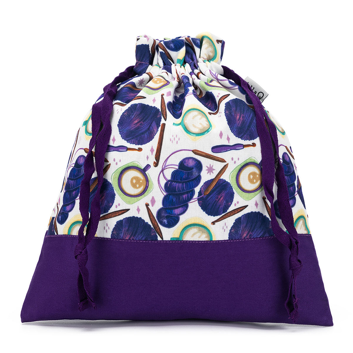 della Q Small Eden Project Bag - 115-1 - Premium Fabric Print Collection - Coffee and Yarn Purple