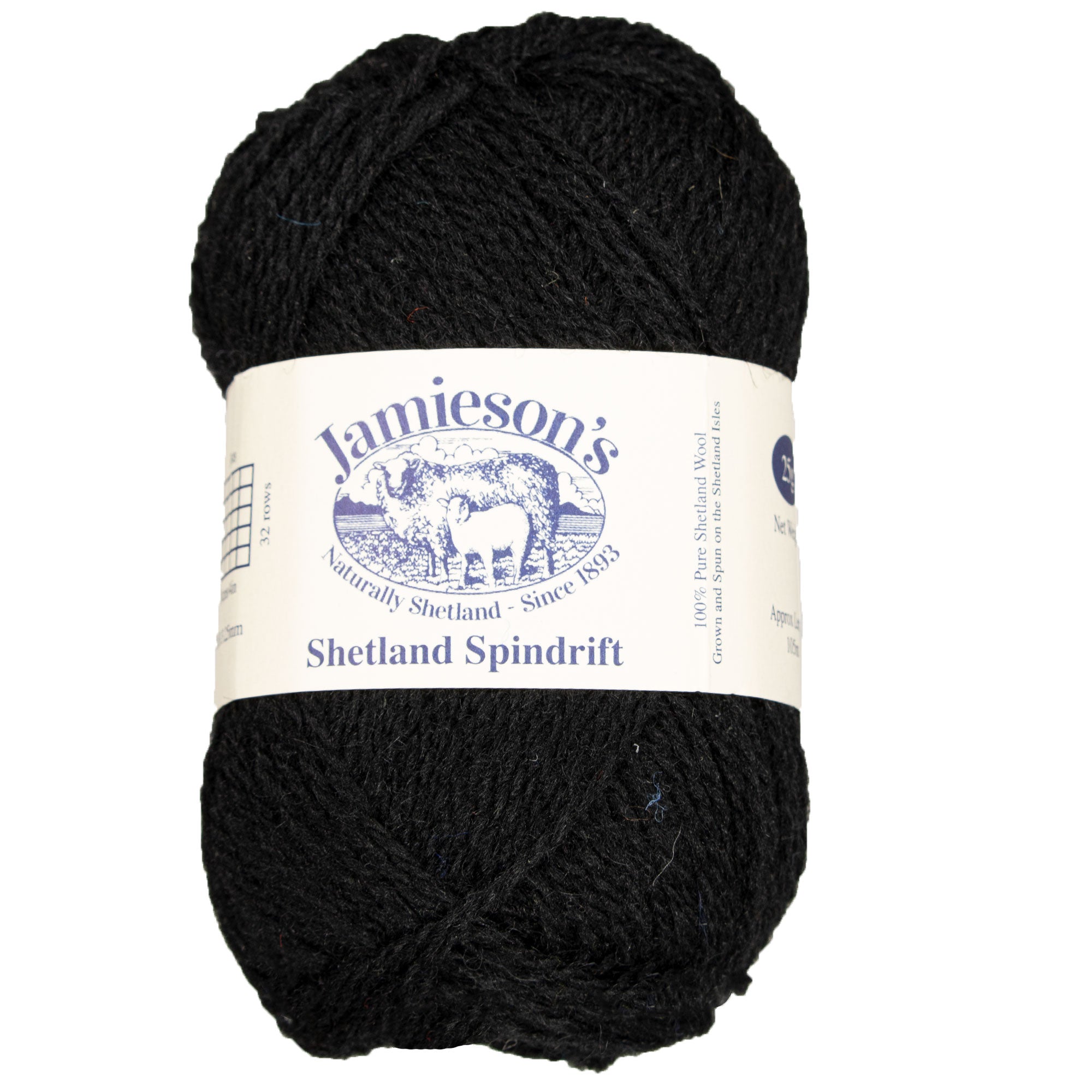Jamieson's of Shetland Spindrift 2-Ply Yarn - 999 Black for Crochet and Knitting