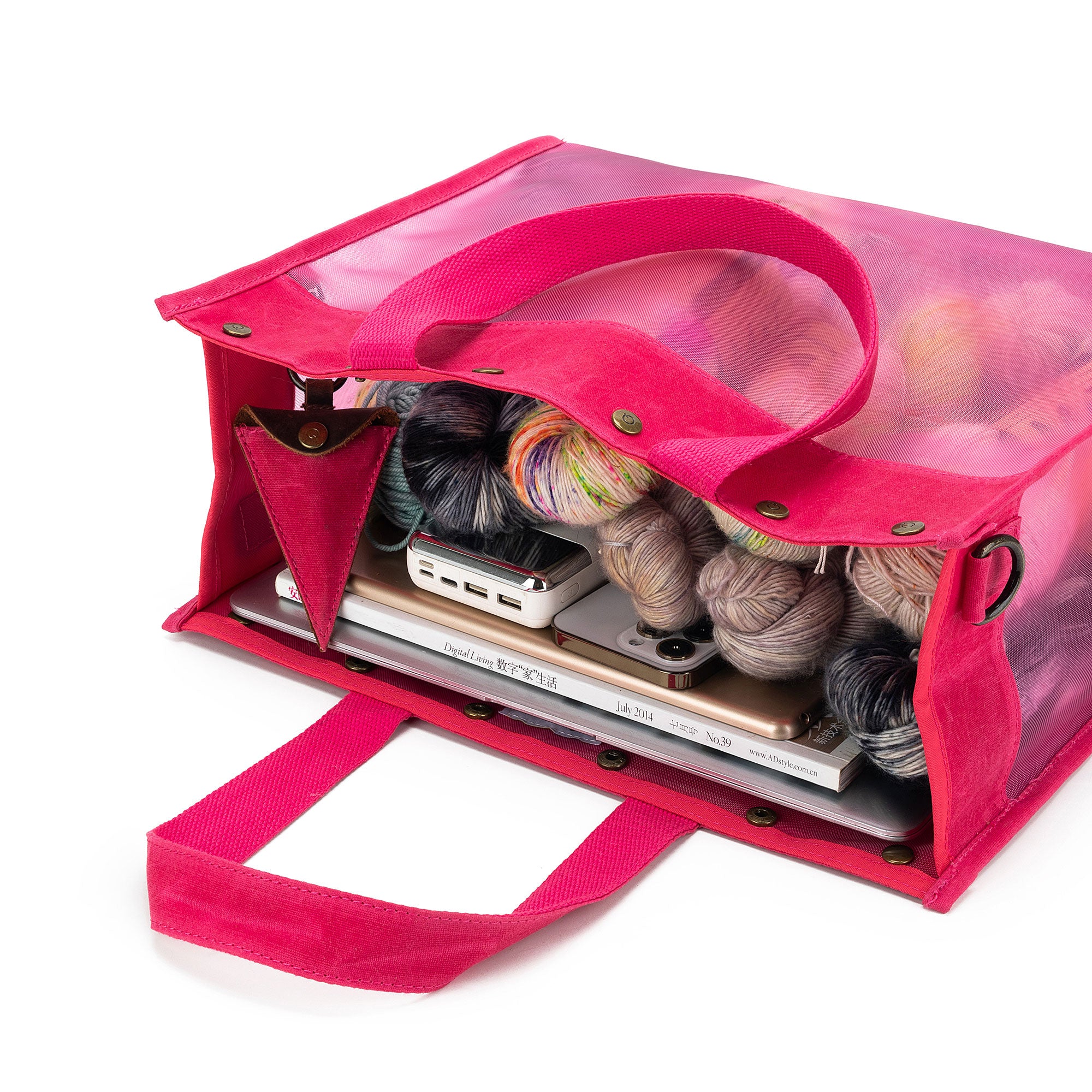 della Q Maker's Stunning Mesh Tote - TL Yarncrafts - Vivid Rose for On - the - go Creators