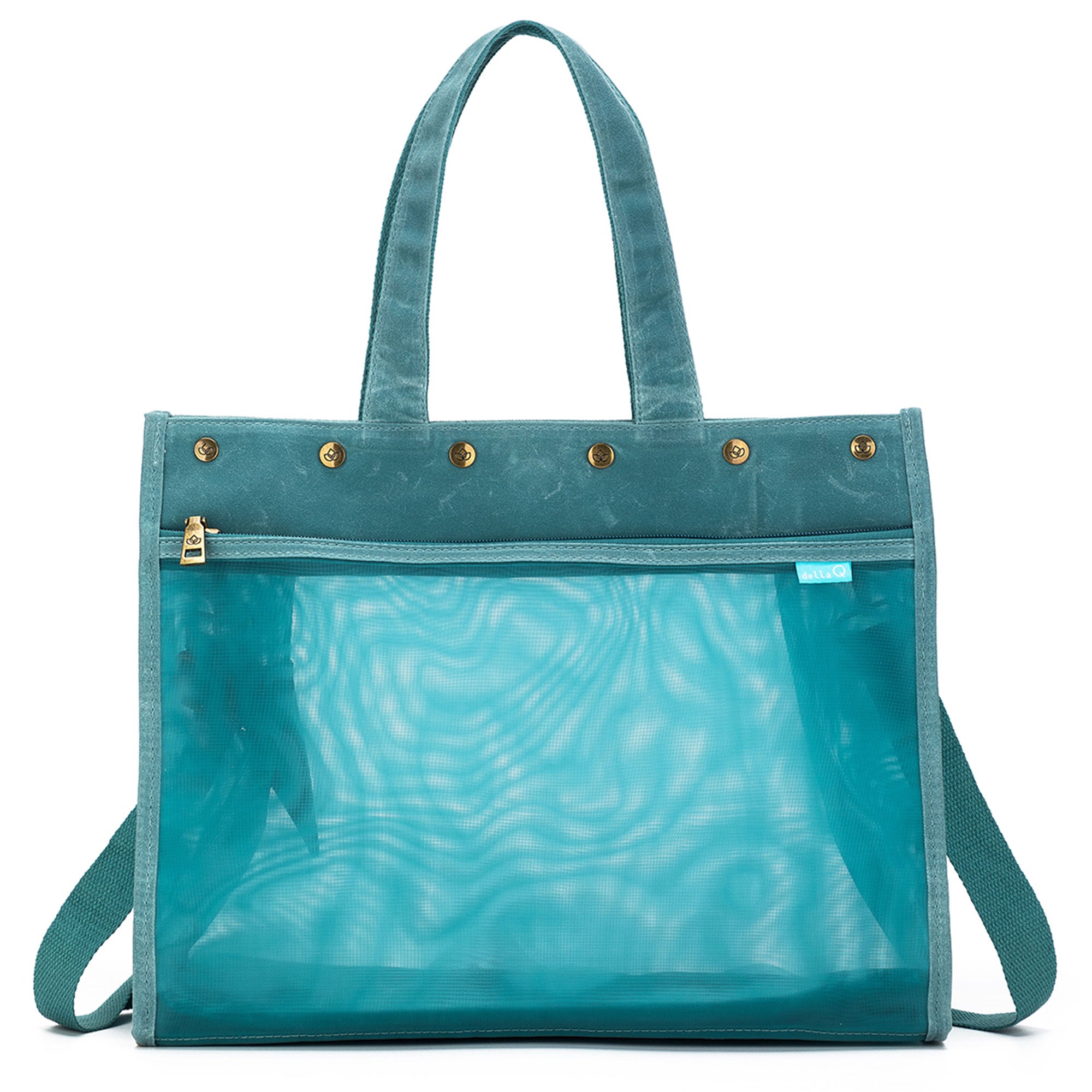 della Q Maker's Transparent Mesh Tote - Teal: Ideal for On-the-go Crafting